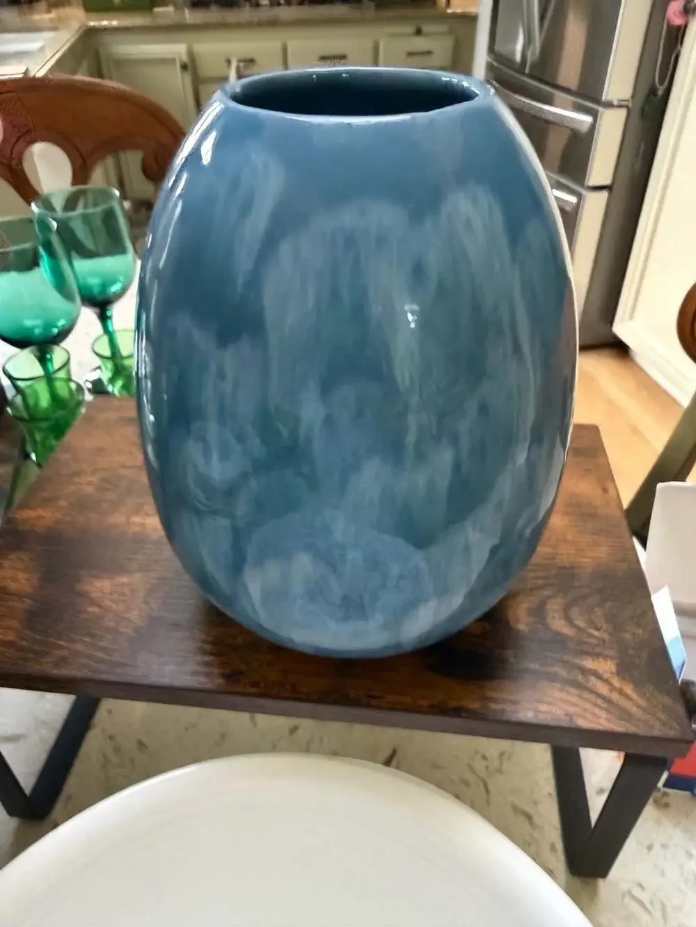 Vtg MCM 1950s Royal Haeger Blue White Agate Beehive 8